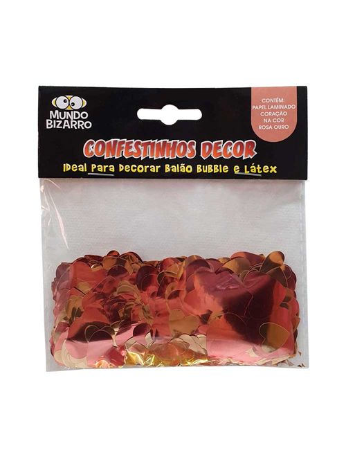 Confete Laminado Coração Rosa Ouro Confestinho 25g - Mundo Bizarro