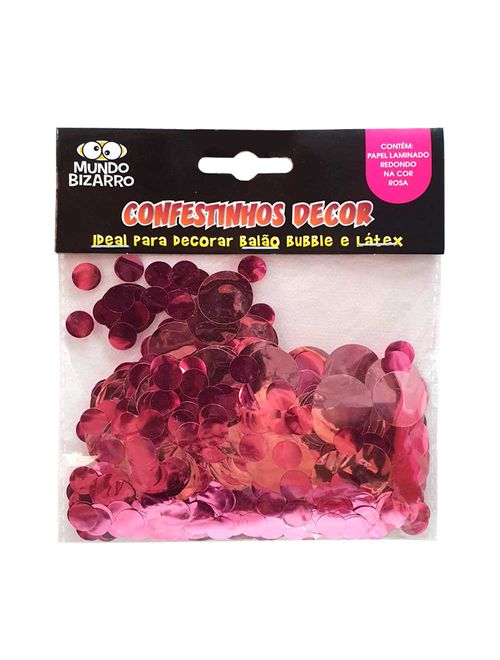 Confete Laminado Redondo Rosa Confestinho 25g - Mundo Bizarro