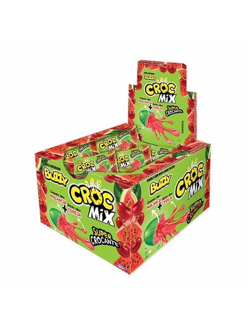 Chiclete Buzzy Recheado Croc Mix Melancia e Cereja c/40 - Riclan
