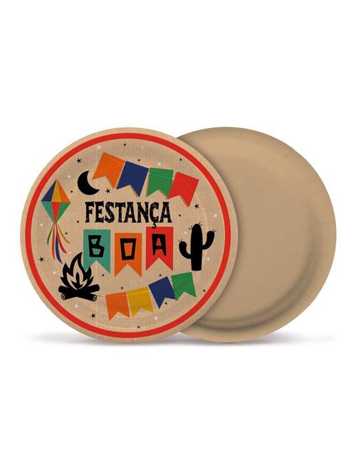Festa Junina Kraft Prato Redondo 18cm c/8 - Cromus