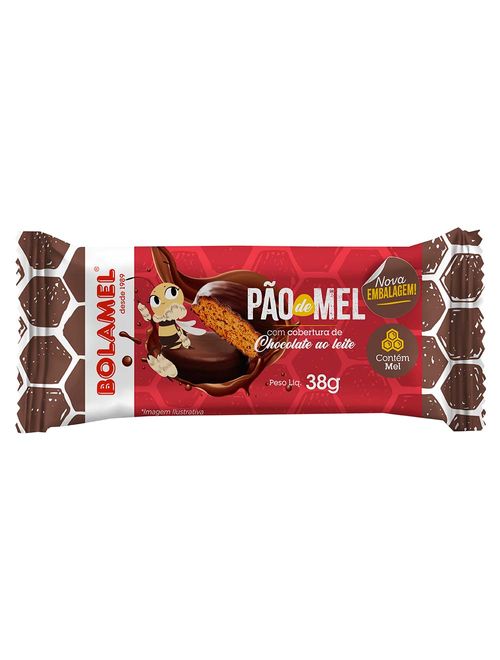 Pão de Mel Cobertura Chocolate Ao Leite 38g - Bolamel