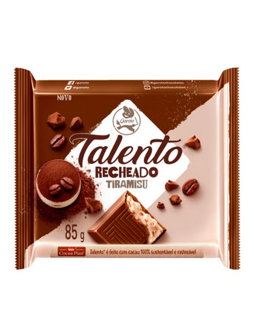 Tablete de Chocolate Talento Recheado Tiramisu 85g c/12 - Garoto