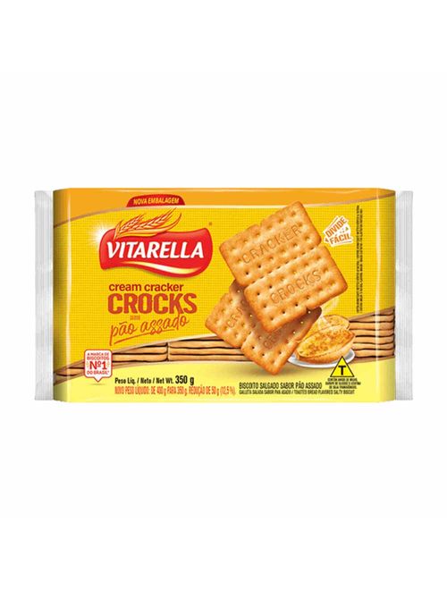 Biscoito Salgado Cream Cracker Crocks Pão na Chapa 350g - Vitarella