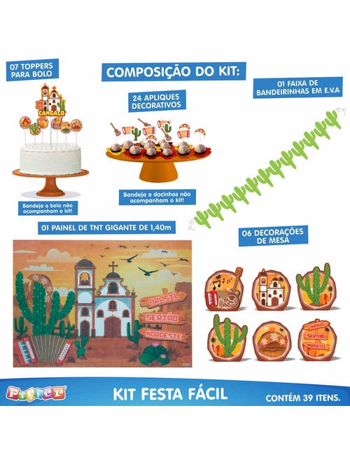 Festa Junina Kit Festa Fácil Cangaço 39 Itens - Piffer