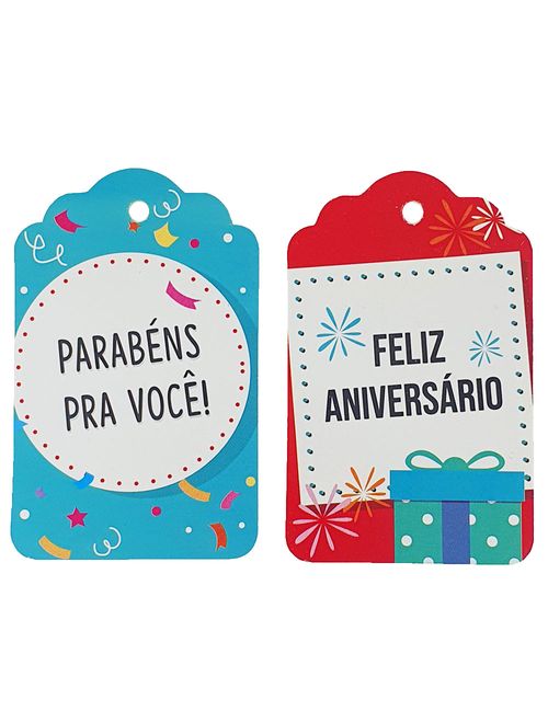 Tags Decorativas com Fio Metalizado Feliz Aniversário c/12 - Packpel