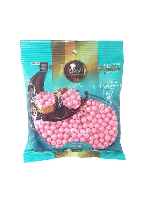Confeito Miçanga Gourmet Rosa 120g - Chef Confeiteiro