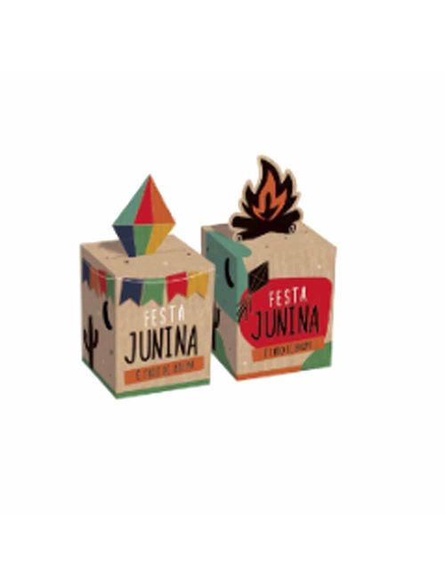 Junina Kraft Caixa Quadrada Pop Up c/10 - Cromus