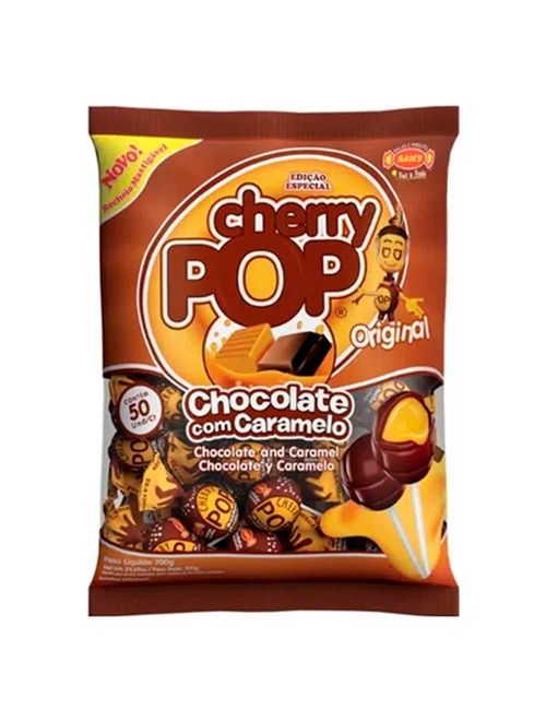 Pirulito Cherry Pop Chocolate com Caramelo Recheado c/50 - Sams