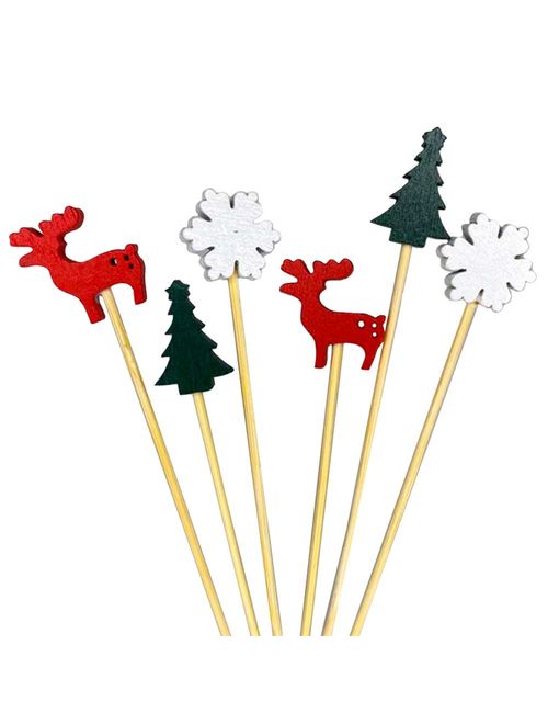 Picks Bambu Decorativos Natal Ref.HA382 c/20 - Silver Festas