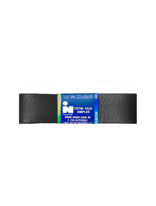 Fita de Cetim Simples No5 Cor Preto c/10m - Najar