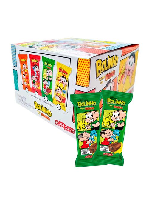 Bolinho Chocolate com Recheio Chocolate Turma da Mônica 40g c/18 - Casa Suíça