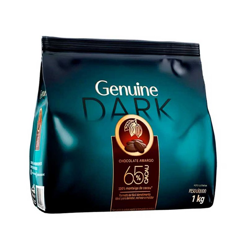 Gotas de Chocolate Amargo Genuine 65% 1kg - Cargill - Doce Malu