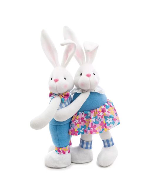 Casal de Coelhos Abraçados Azul e Rosa 35cm Un - Cromus