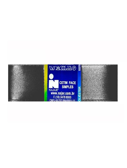 Fita de Cetim Simples No9 Cor Preto c/10m - Najar
