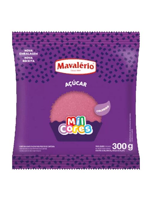 Açúcar Cristal Rosa Mil Cores 300g - Mavalério