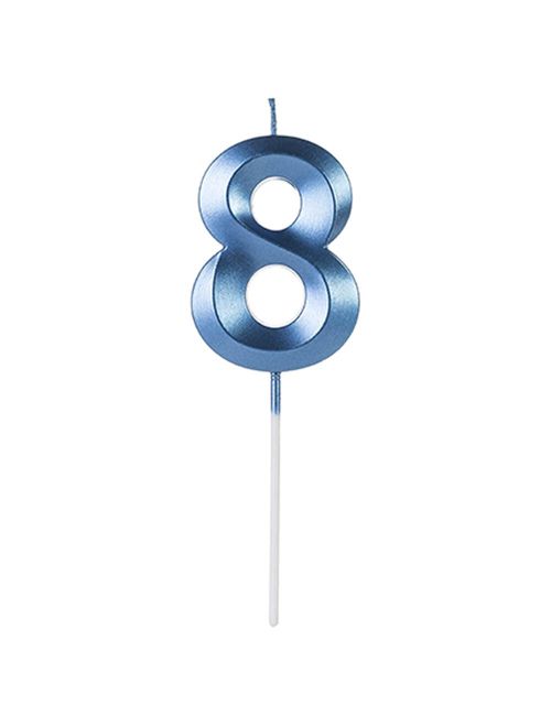 Vela de Aniversário Design Perolizada Azul Nº 8 - Silver Festas