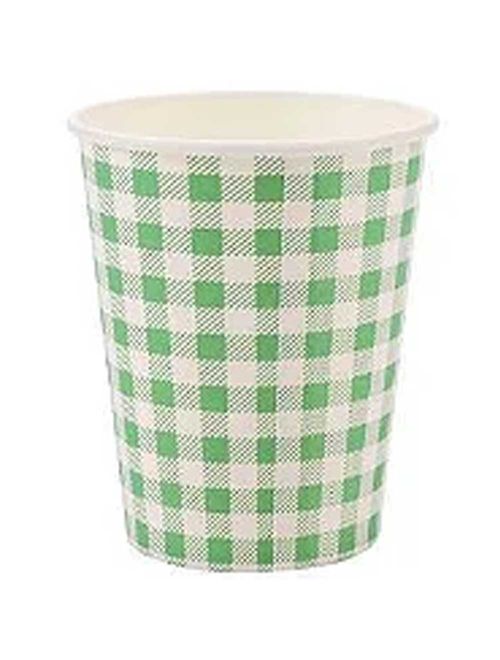 Copo de Papel Xadrez Verde/Branco 240ml c/10 - Silver Festas