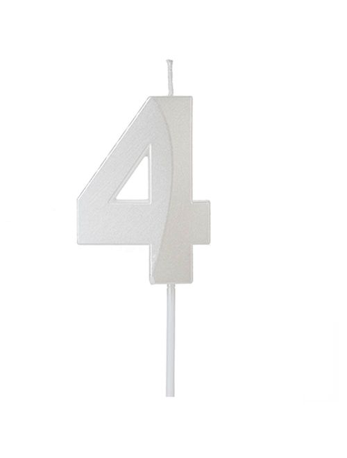 Vela de Aniversário Design Perolizada Branca Nº 4 - Silver Festas
