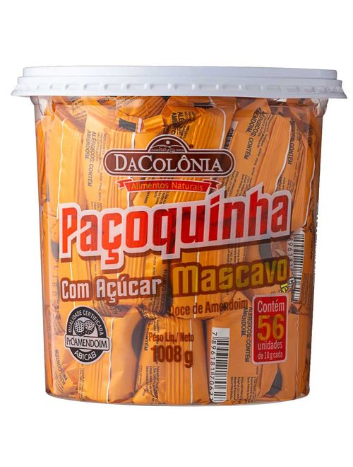 Paçoquinha com Açúcar Mascavo Embalada c/56 - DaColônia