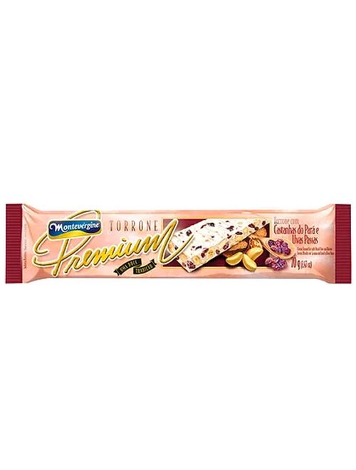 Torrone Premium Castanha do Pará e Uvas Passas 840g - Montevérgine