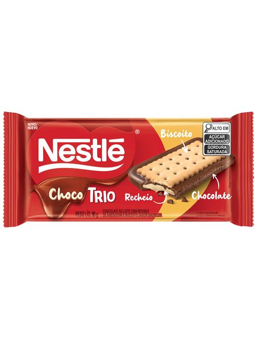 Tablete de Chocolate ao Leite ChocoTrio Amendoim 90g - Nestlé