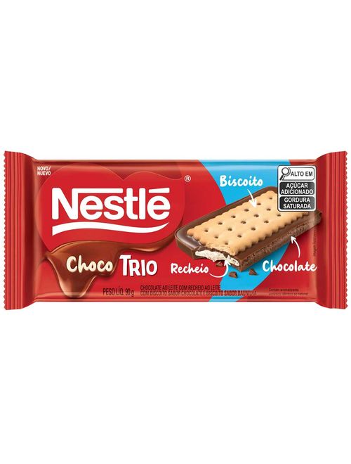 Tablete de Chocolate ao Leite ChocoTrio Leite 90g - Nestlé