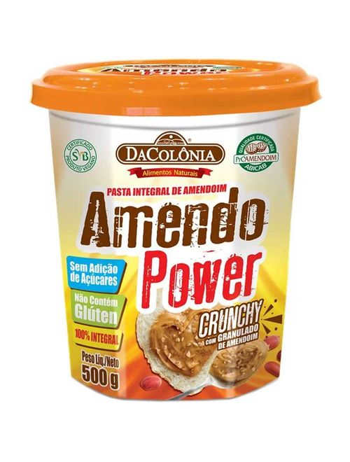 Pasta Integral de Amendoim Amendo Power Crunch 500g - DaColônia