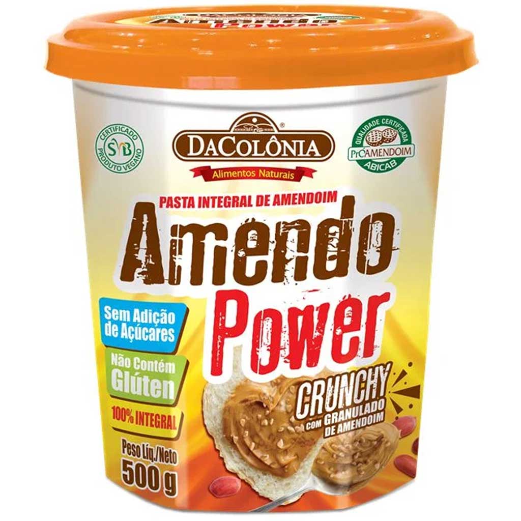 Pasta Integral de Amendoim Amendo Power Crunch 500g - DaColônia - Doce Malu