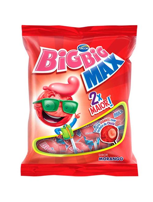 Pirulito com Chicle de Bola Morango Big Big Max 600g - Arcor