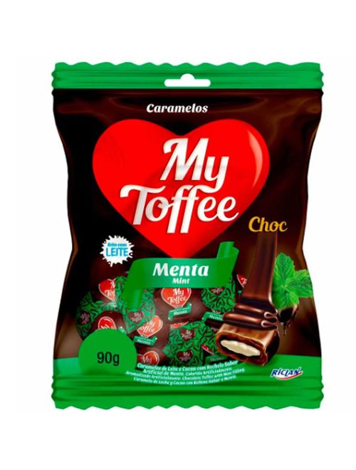 Bala Caramelo Cobertura de Chocolate e Recheio de Menta My Toffee 90g - Riclan