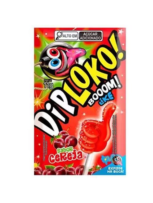 Pirulito Explosivo Dip Loko Boom Cereja 165g c/15 - Danilla