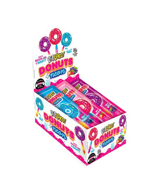Pirulito Donouts Neon Dip Loko Sortido 300g c/30 - Danilla
