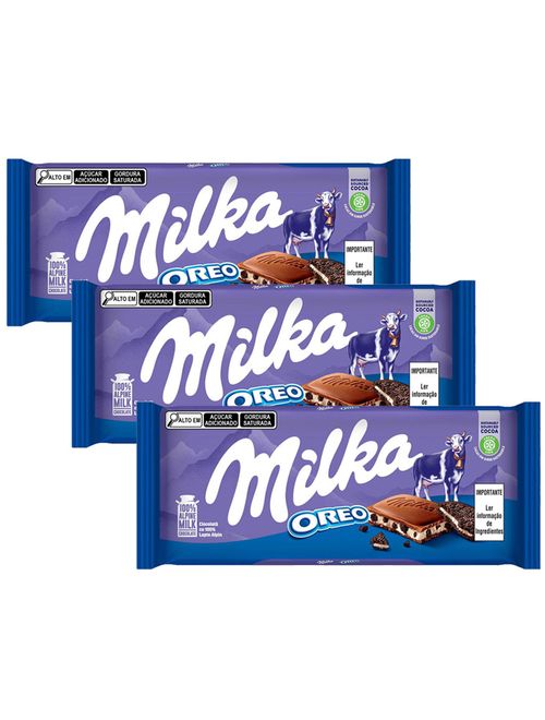 Kit 3 Tabletes de Chocolate Oreo Biscoito 100g - Milka
