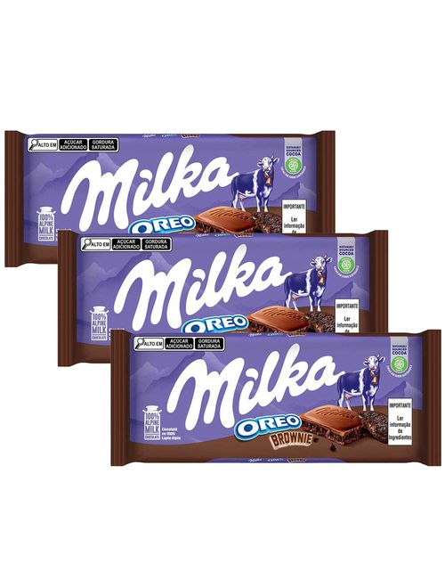 Kit 3 Tabletes de Chocolate Oreo Brownie 100g - Milka