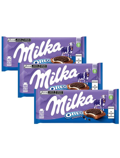 Kit 3 Tabletes de Chocolate Oreo Sandwich 92g - Milka