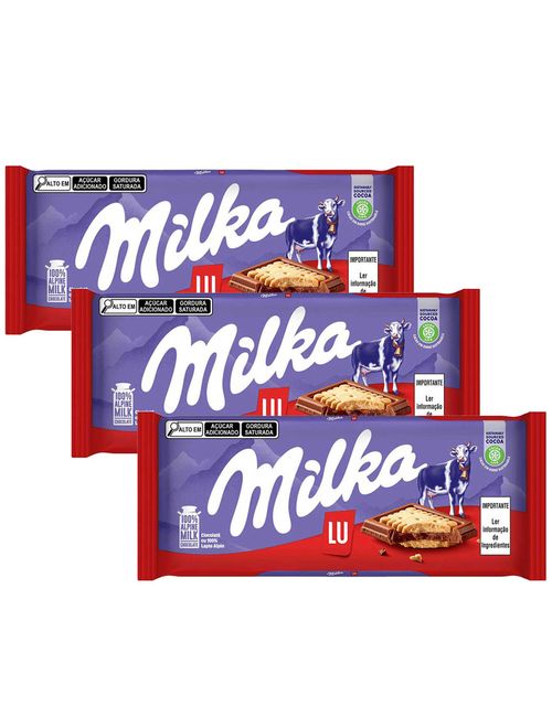 Kit 3 Tabletes de Chocolate Lu Sandwich 87g - Milka