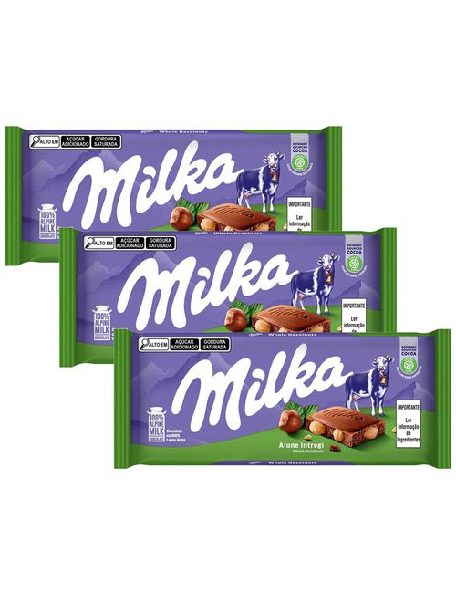 Kit 3 Tabletes de Chocolate Avelã Inteira 100g - Milka