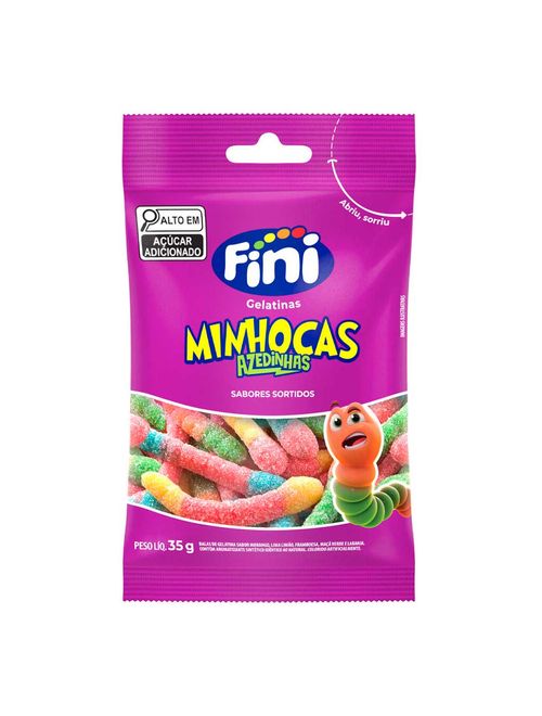 Bala de Gelatina Minhocas Cítricas 350g - Fini