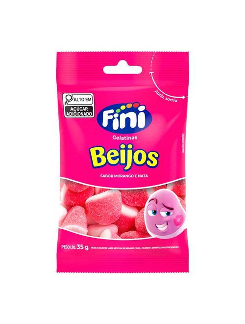 Bala de Gelatina Beijos de Morango 350g - Fini