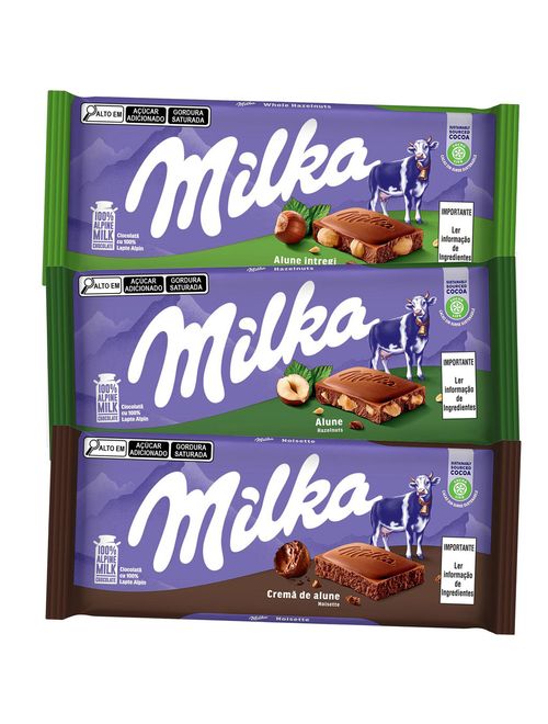 Kit 3 Tabletes Milka Texturas de Avelã - Milka