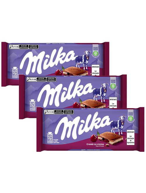 Kit 3 Tabletes de Chocolate Cherry Cream 100g - Milka