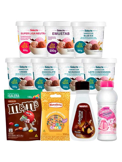 Kit Faça Sorvete em Casa Sabores Férias 10 Itens