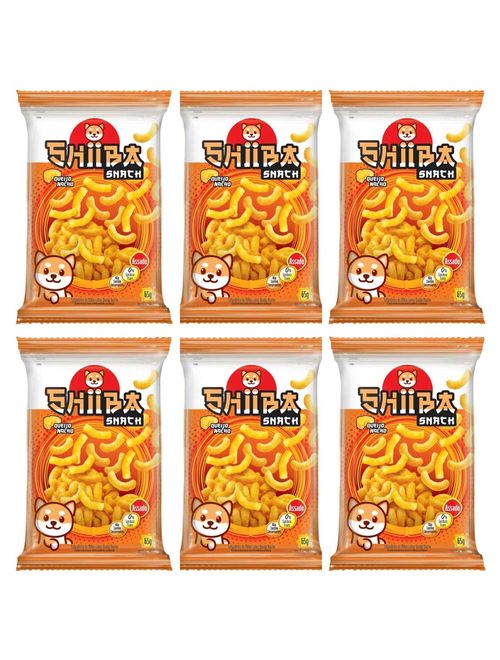 Kit com 6 Unidades de Salgadinho Shiiba Snack Queijo Nacho 65g - Glico