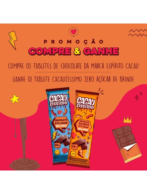 Brinde Tablete de Chocolate Cacauzíssimo 70% Zero Açúcar 25g - Espírito Cacau