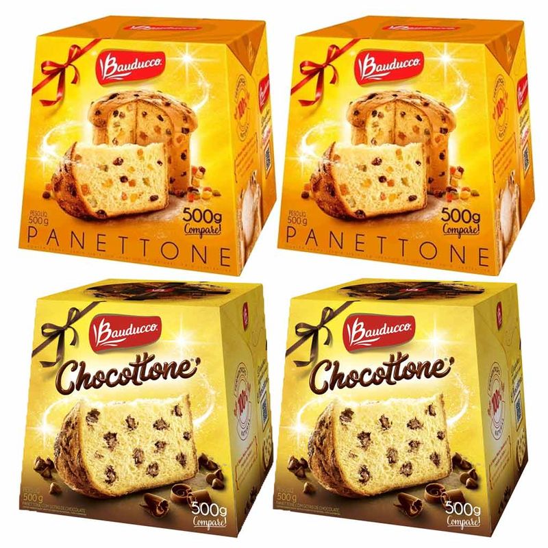 Kit-com-2-Panettone-Frutas---2-Chocottone-Gotas-500g---Bauducco