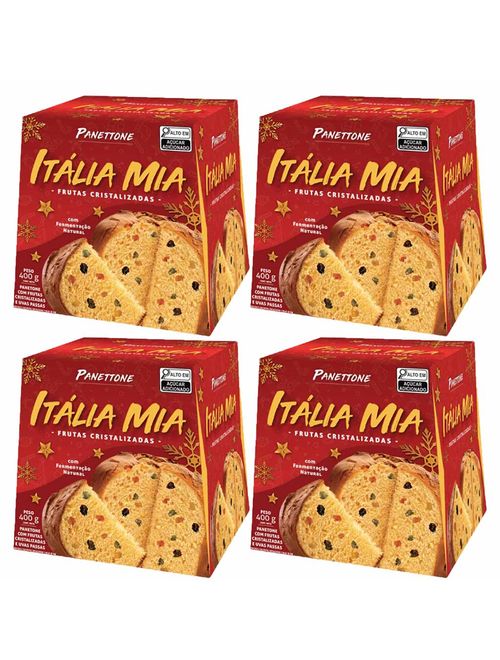 Kit com 4 Panetone Frutas Italia Mia 400g Vegano - Romanato