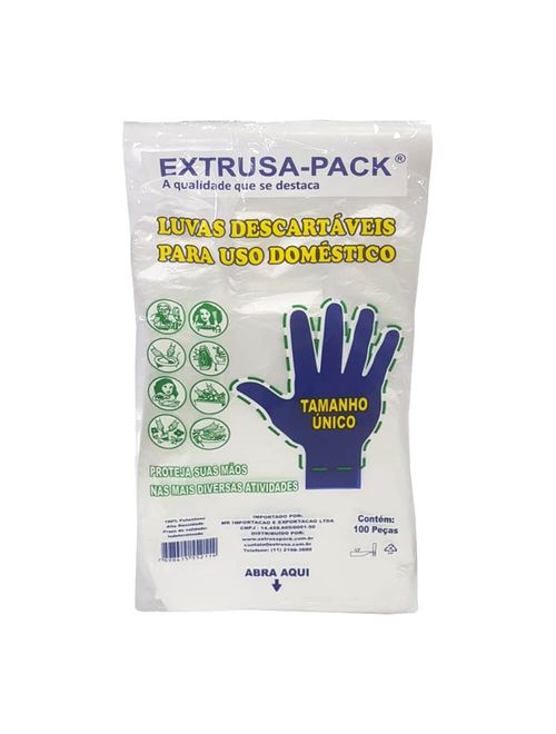 Luva Descartável c/100 - Extrusa