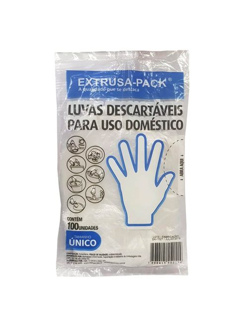 Luva Descartável c/100 - Extrusa