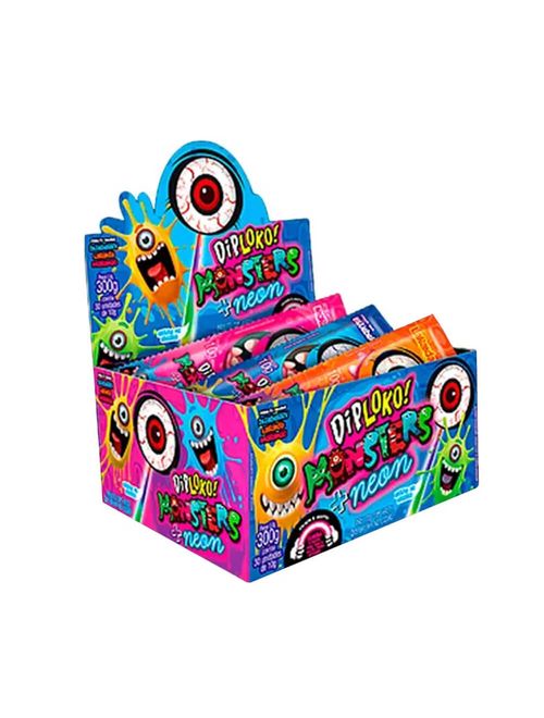 Pirulito Dip Loko Monster Neon Sortido c/30 - Danilla