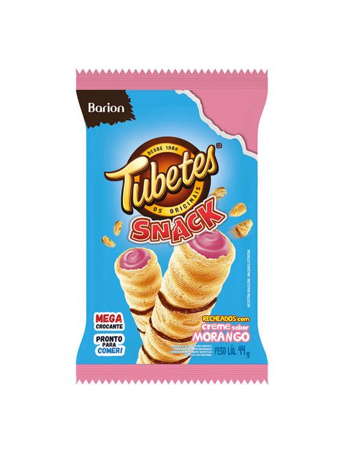 Wafer Recheado Tubete Morango 44g c/12 - Barion
